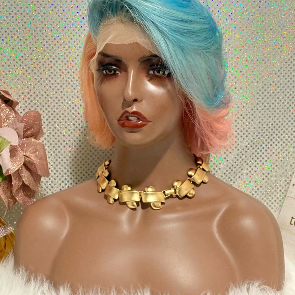 🌺 10" Rainbow Pastel 100% Human Hair Bob Wig 🌺 - Picture 5 of 8